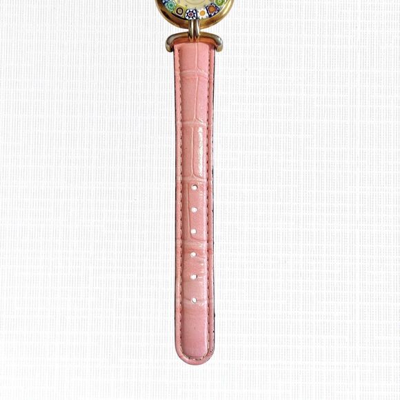 Venetiae Murano Millefiori Glass Quartz Wristwatch Womens Pink Strap Croc Style main image 4